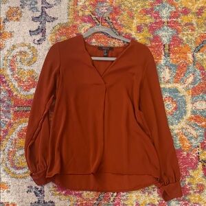 Forever 21 Rust V-Neck Blouse